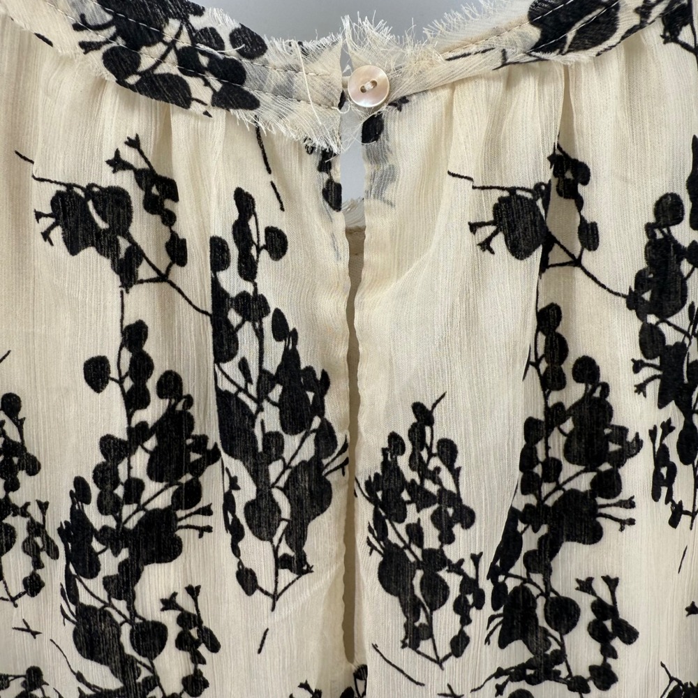 Easel Women's Sleeveless Dress Floral Tiered Ruffle Sheer Beige Black S‎ - Picture 4 of 12